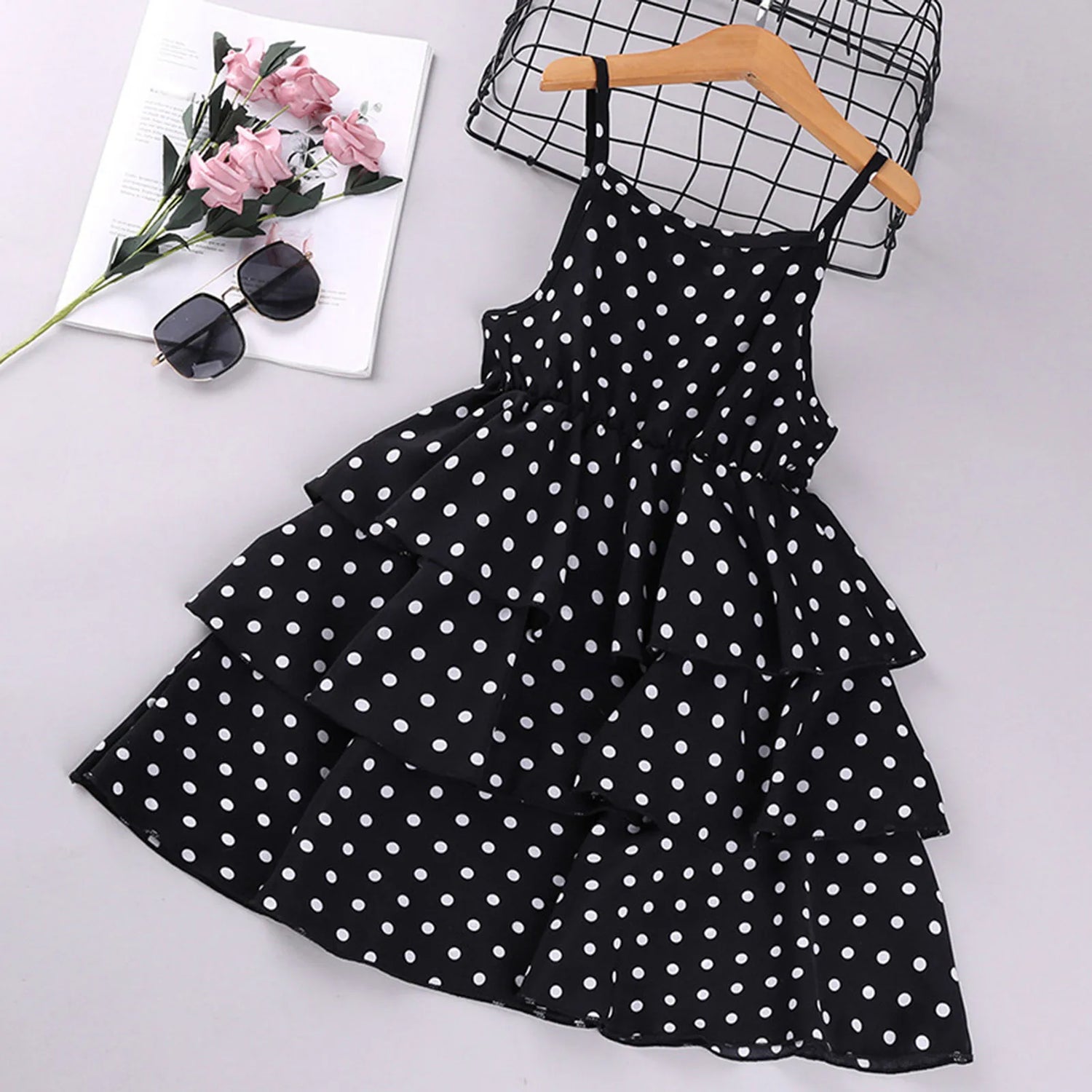 Toddler Girls Hearts Printing Ruffle Summer Dress