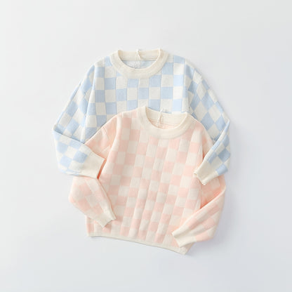 Little Girl Boy 2PCS Plaid knitted Clothes Set Sweater + Pant childrensterritory