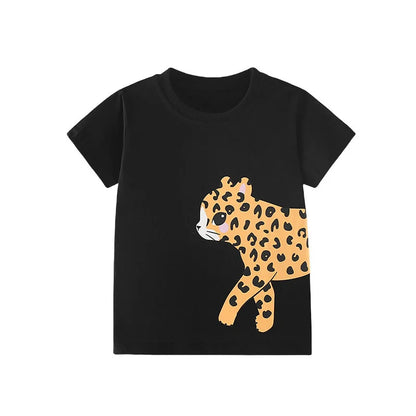 Kids Girls Cartoon Design Cotton Summer Tees/Tops childrensterritory