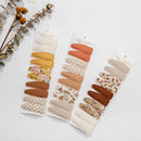 10 Pieces/Lot Flower Print Cotton Alloy Hair Clips Set childrensterritory