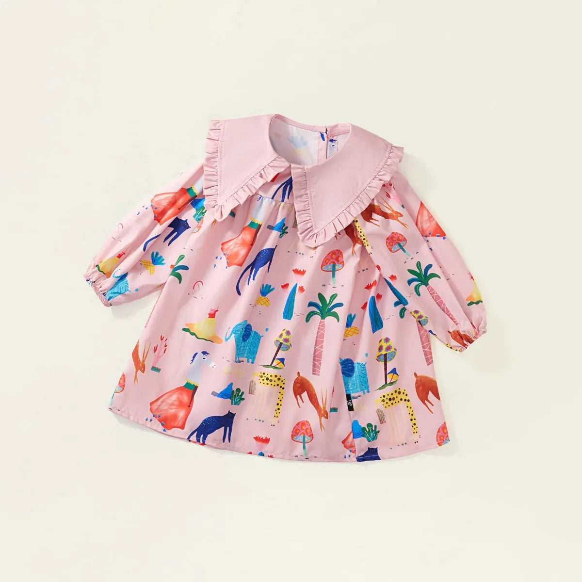 Kids Girls Peter Pan Collar Graffiti Print Dress