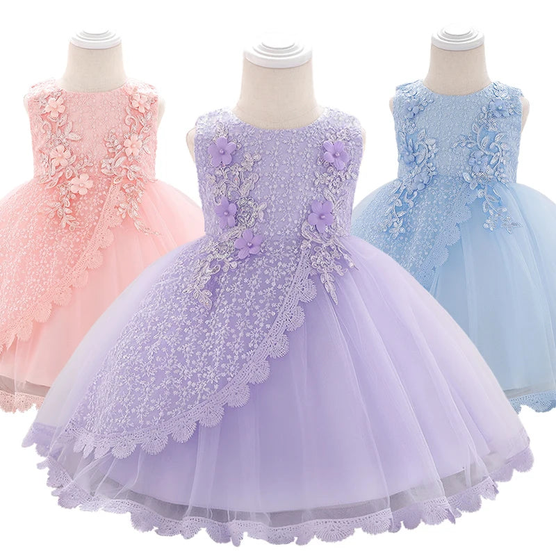 Baby Girl Lace Embroidered Formal Occasion Gowns childrensterritory
