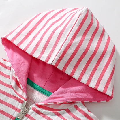 Strawberry Embroidery Little Girls Autumn Hooded Jacket childrensterritory