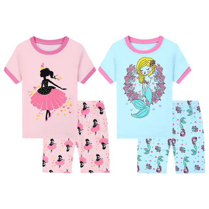 Kids Girls Cartoon Girls Print Pajamas for Summer childrensterritory
