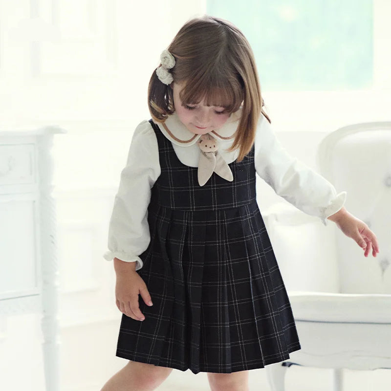Cute Academic-Style Kids Girls Autumn Princess Dress