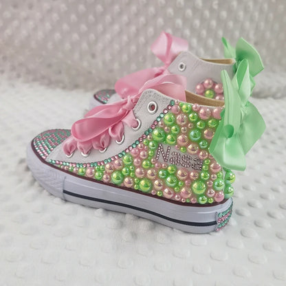 Personalized Rhinestone Design Kids Canvas Shoes childrensterritory