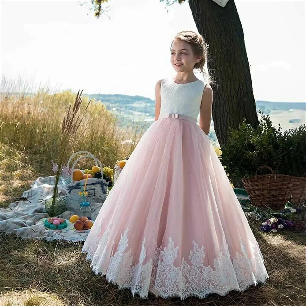 Kids Girls Vintage A-Line Corset Back Wedding/Prom Dresses