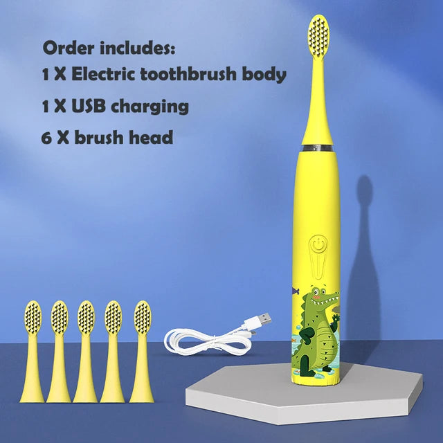 Electric Tooth Brush for Kids with 6 Soft Nozzles childrensterritory