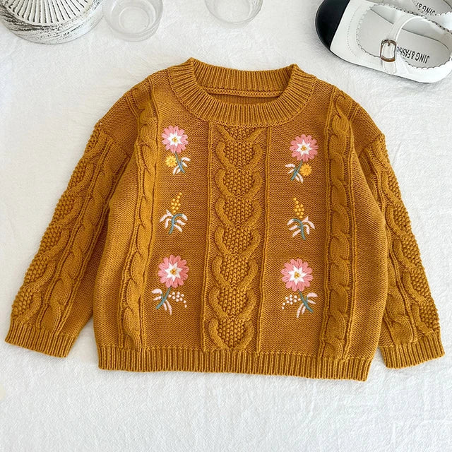 Baby Girls Long Sleeve Embroider Knit Cardigan childrensterritory
