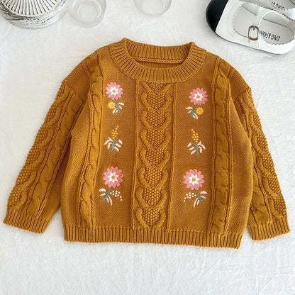 Baby Girls Long Sleeve Embroider Knit Cardigan childrensterritory