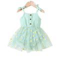 Small Daisy Print Baby Girl Sleeveless Mesh Romper Dress