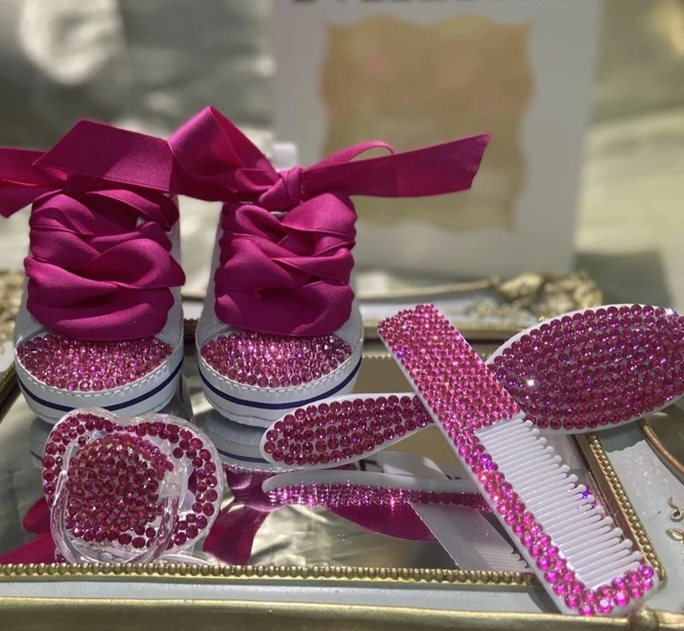 Luxury Keepsake Diamond Baby Bottles and Shoes Headband Set childrensterritory