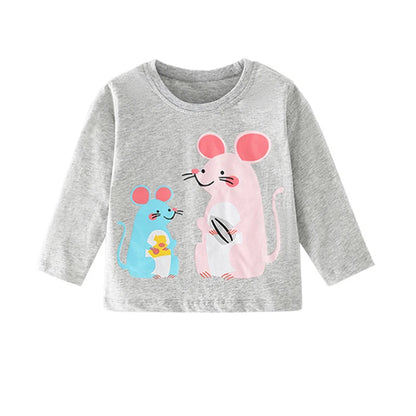 Kids Girls Lovely Flower and Fox Print Soft T-shirt childrensterritory