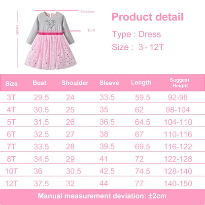 Little Girls Sequin Heart Print Elegant Birthday Party Dress childrensterritory