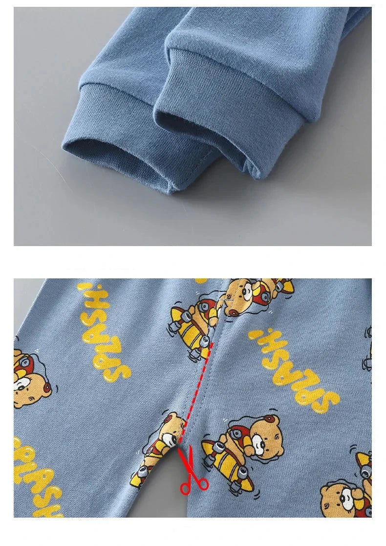 Little Boys and Girls Warm Cartoon Xmas Print Sleepwear Sets childrensterritory