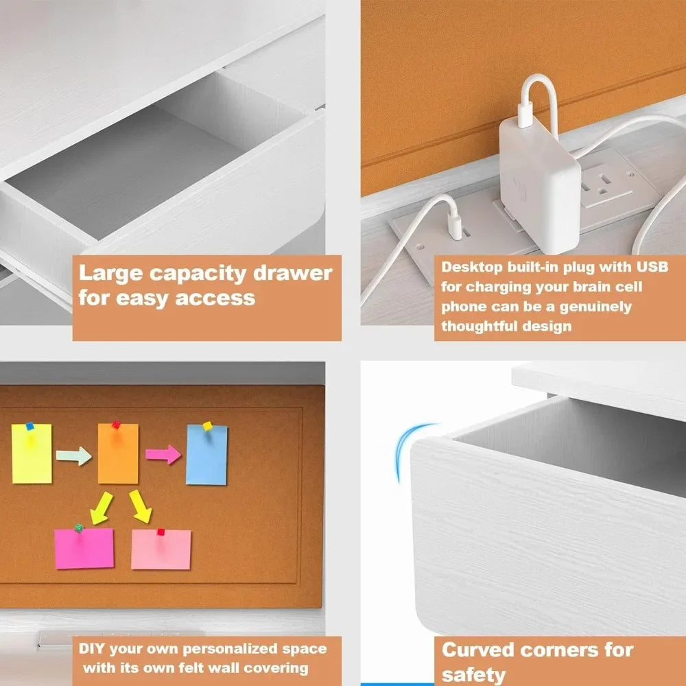 Kids Study Desk with Drawers and Chair Set for 5-12 Year-Old