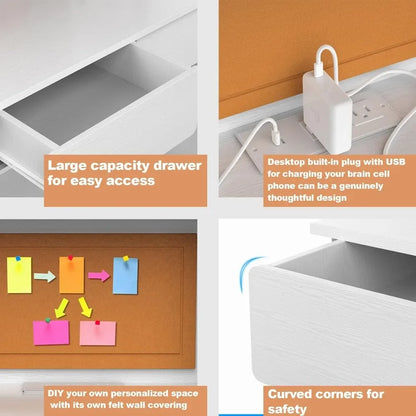 Kids Study Desk with Drawers and Chair Set for 5-12 Year-Old