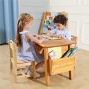 Children's Sturdy Wooden Storage Desk with Two Chairs