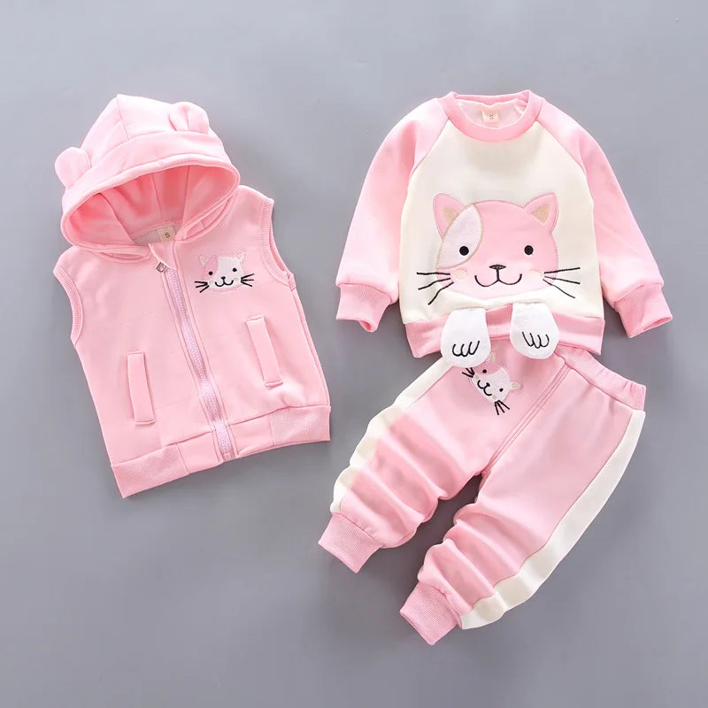 Baby Kids Cartoon Print Warm Clothing Set childrensterritory