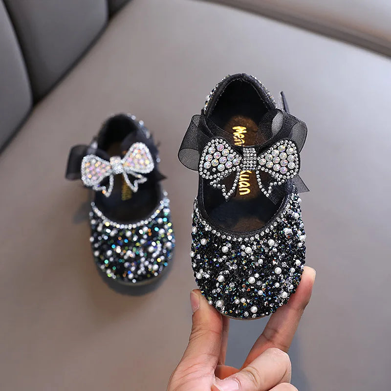 Little Girls Rhinestone Bowknot Design Party Shoes