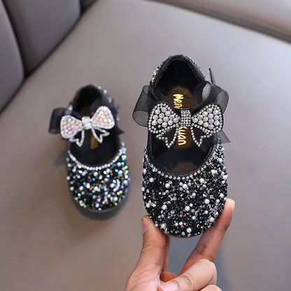 Little Girls Rhinestone Bowknot Design Party Shoes
