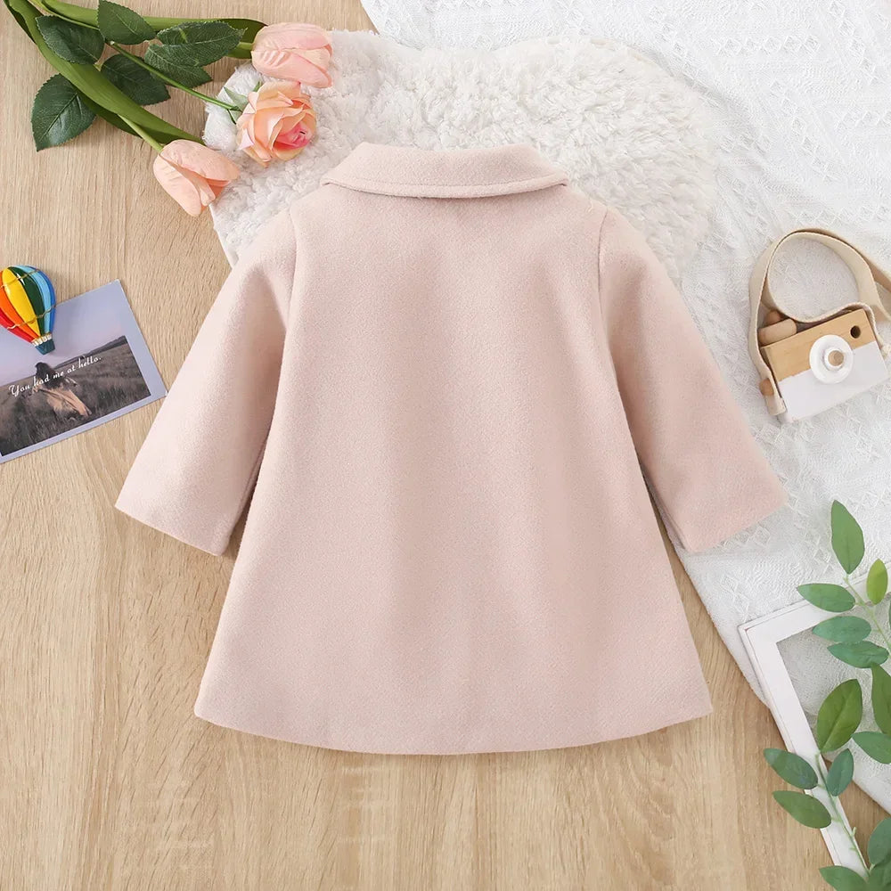 Girls' Long-Sleeved Collar Design Winter Coat
