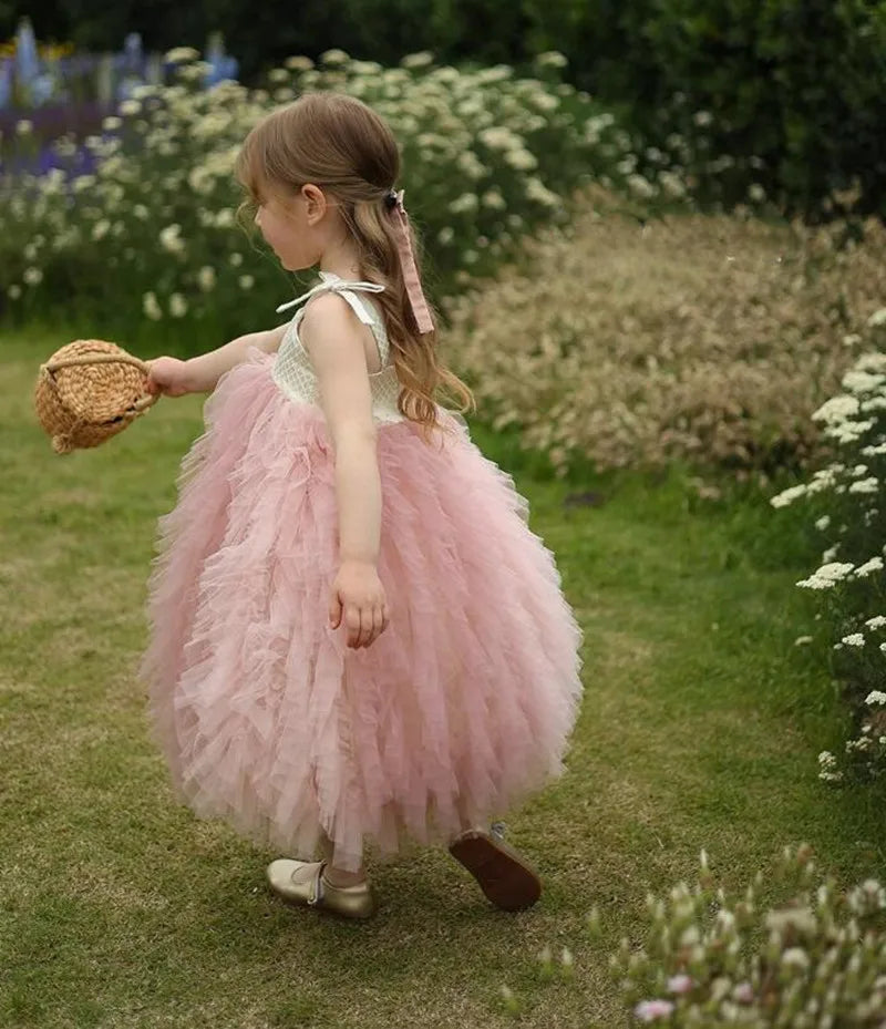 Baby/Kid Girls Pink A-Line Tulle First Communion Dress childrensterritory