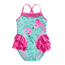 Flamingo and Little Fish Print Kids Girls Ruffle Swimsuit childrensterritory
