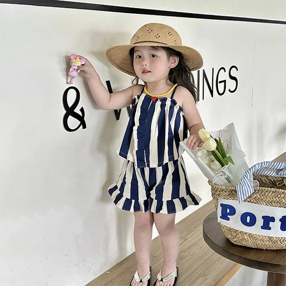 Kids Girls Cotton T-Shirt + Pant Summer 2 Piece Sets