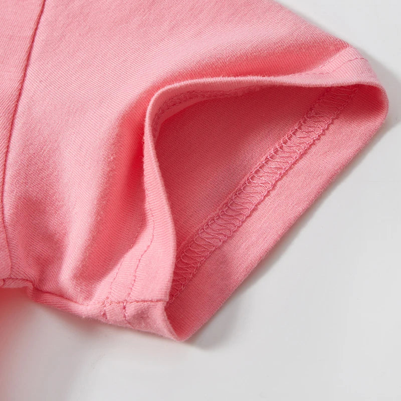 Kids Girls Cartoon Dog Embroidery Summer Pink Top childrensterritory