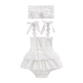 Baby Girl Hollow-Out Sling Bodysuits with Headband Set childrensterritory
