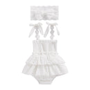 Baby Girl Hollow-Out Sling Bodysuits with Headband Set childrensterritory