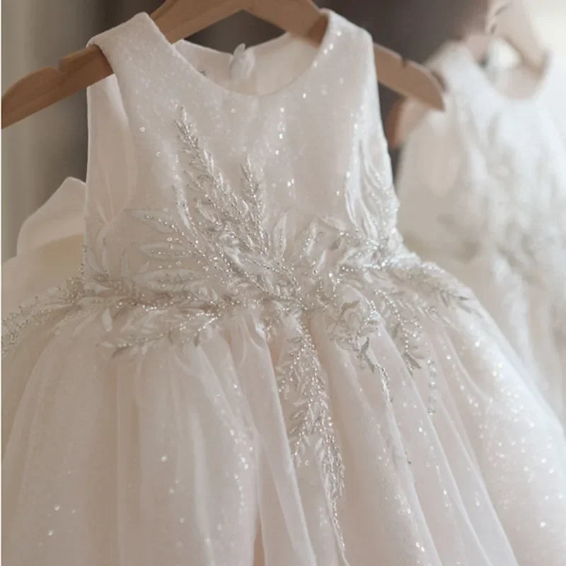 Sleeveless Flower lace Design Girls Birthday Dresses