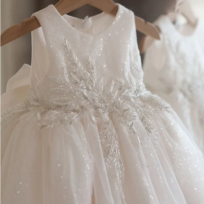 Sleeveless Flower lace Design Girls Birthday Dresses