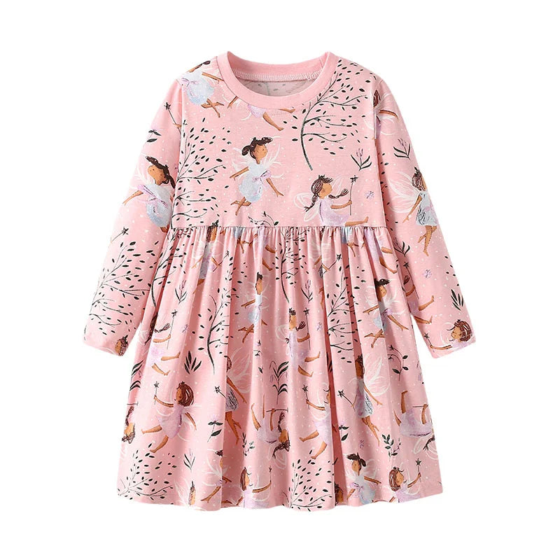 Kids Girls Princess Dancing Girls Print Winter Party Dresses