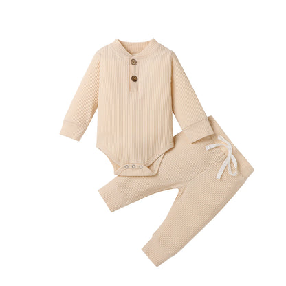 Ribbed Stripe Soft Cotton Romper Pants for Baby childrensterritory