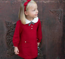 Cute Red Colored Long Sleeved Girls Winter Party Dress childrensterritory