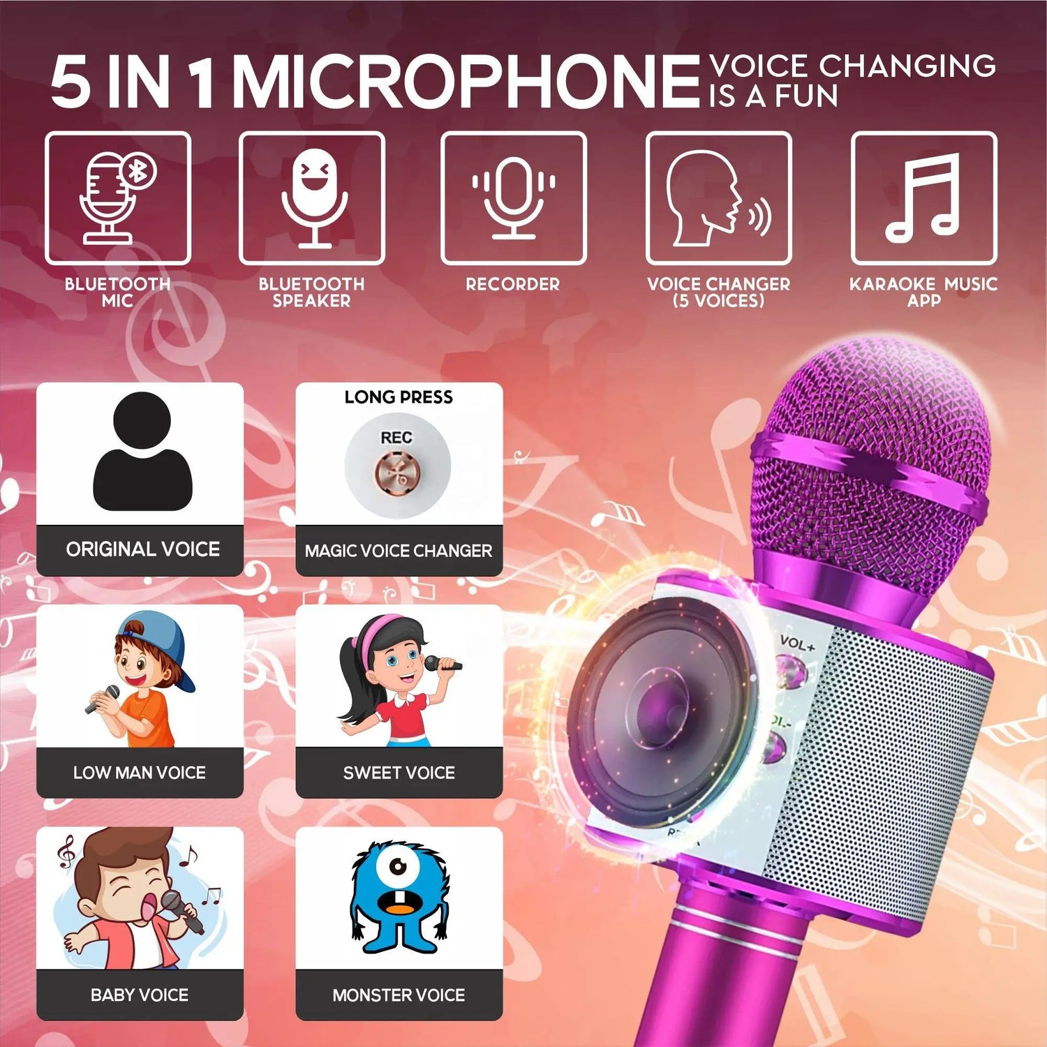 Kids Fun Wireless Bluetooth Microphone for Music and Karaoke childrensterritory