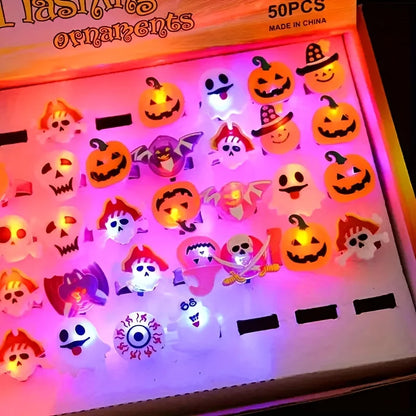 Glowing Rings with Pumpkin Ghost Skull Design for Halloween