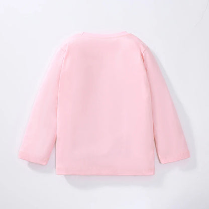 Little Girls Cartoon Deer Print Pink Cotton T-shirt childrensterritory