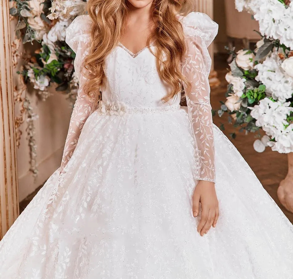 Elegant White Flower Girls Dresses for Kids Girls for Weddings childrensterritory