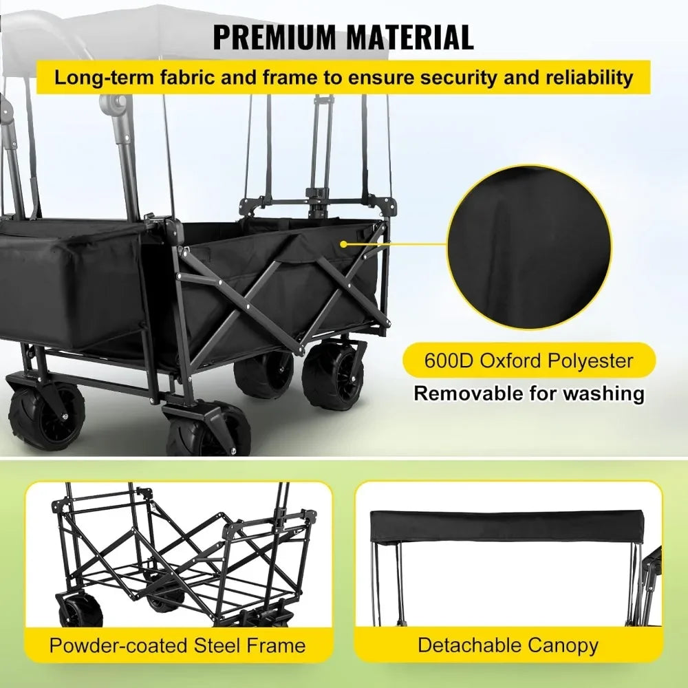 Collapsible Garden Cart with Canopy and Wheels childrensterritory