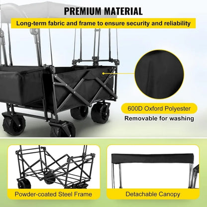 Collapsible Garden Cart with Canopy and Wheels childrensterritory