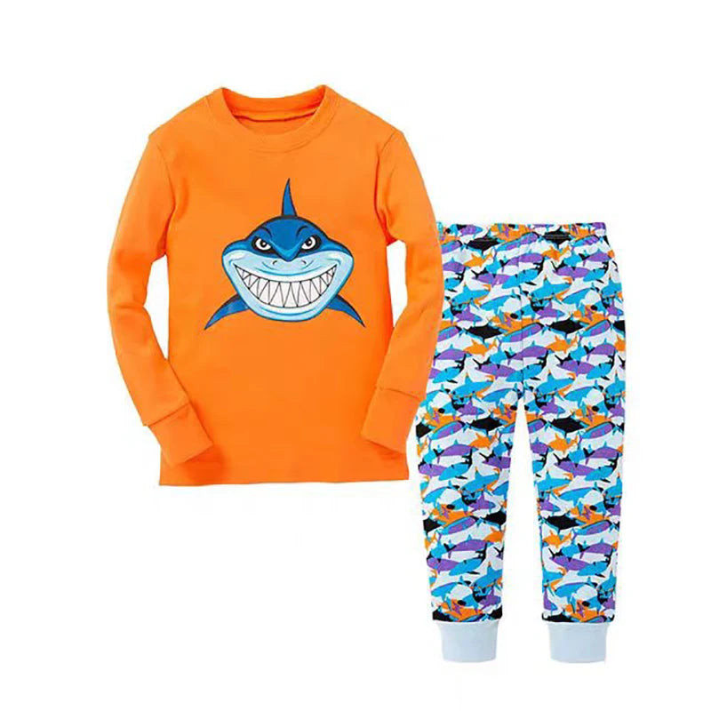 Long-Sleeved Cartoon Print Autumn Kids Clothing Set