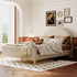 Platform Bed with Velvet Upholstery and Semi-Circular Headboard childrensterritory