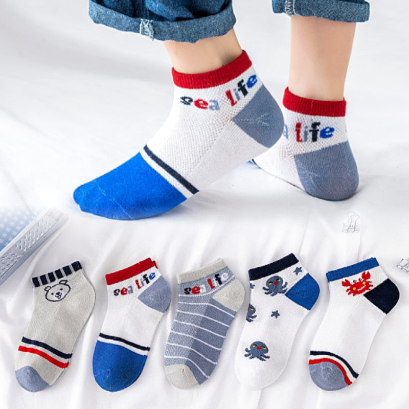 Baby/Kids 5 Pairs/Lot Breathable Casual Mesh Socks for Boy Girl childrensterritory