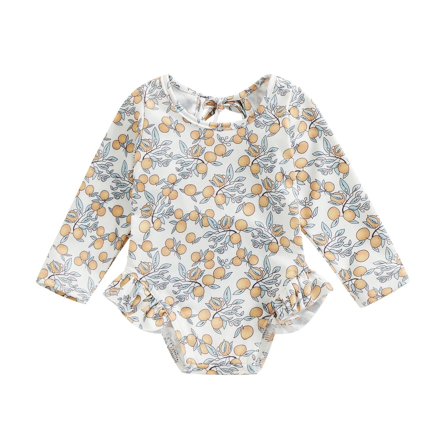 Floral Print Baby Girl Backless Long Sleeve Swimwear childrensterritory