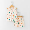 Kid Boy Girl Cartoon Design Sleeveless Cotton Vest and Pajamas Sets childrensterritory