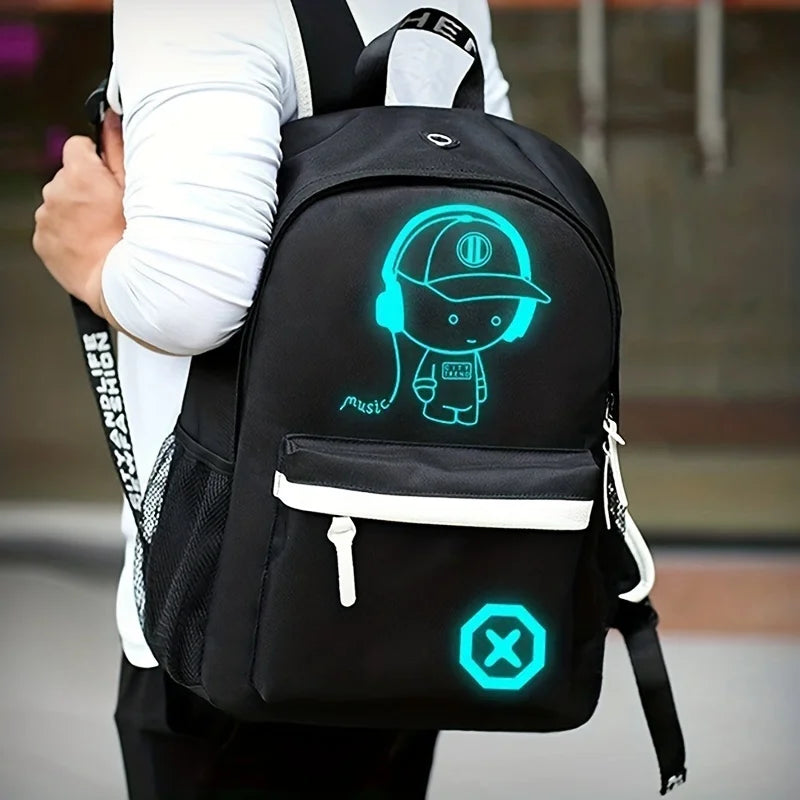 Luminous Animation 2PCS/SET School Bags For Teenagers with USB
