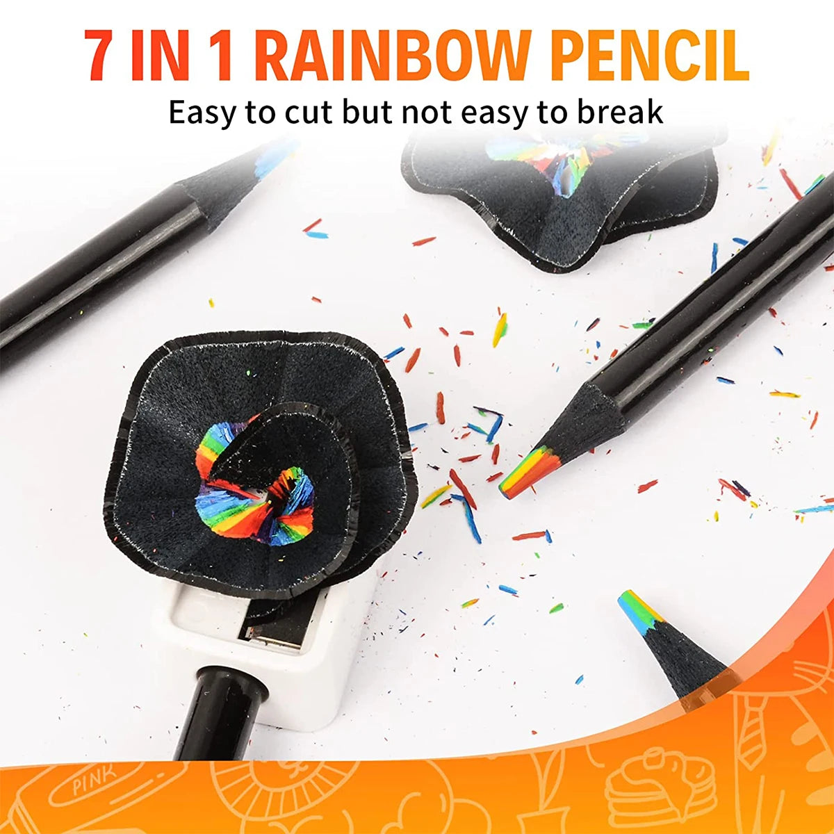 10 Pcs 7-in-1 Rainbow Drawing Pencil for Kids